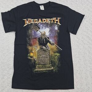 Megadeth Graphic Tee 35 years skeleton graveyard gravestone band concert